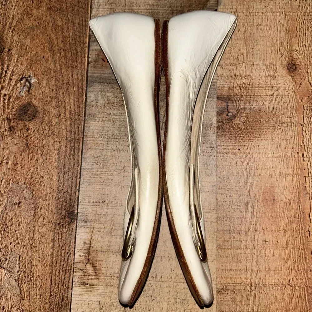 Chloé Women's Cream and Gold double ring buckle Ballet flats 37